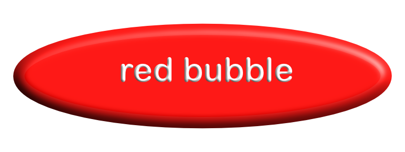 an image of a red surfboard shaped button with the name red bubble on it