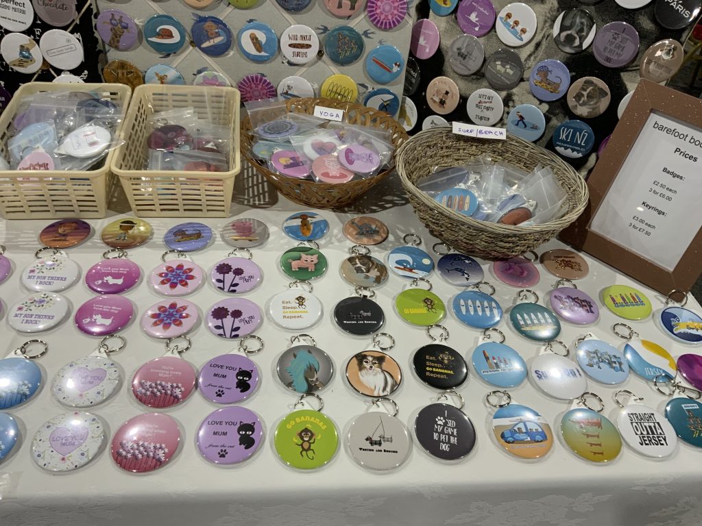 Image of Barefoot Bodeez Art keyrings and badges