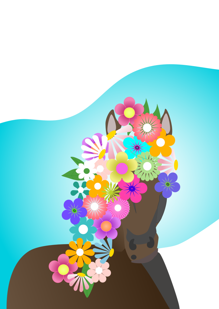 Brown Horse with Flowered Mane