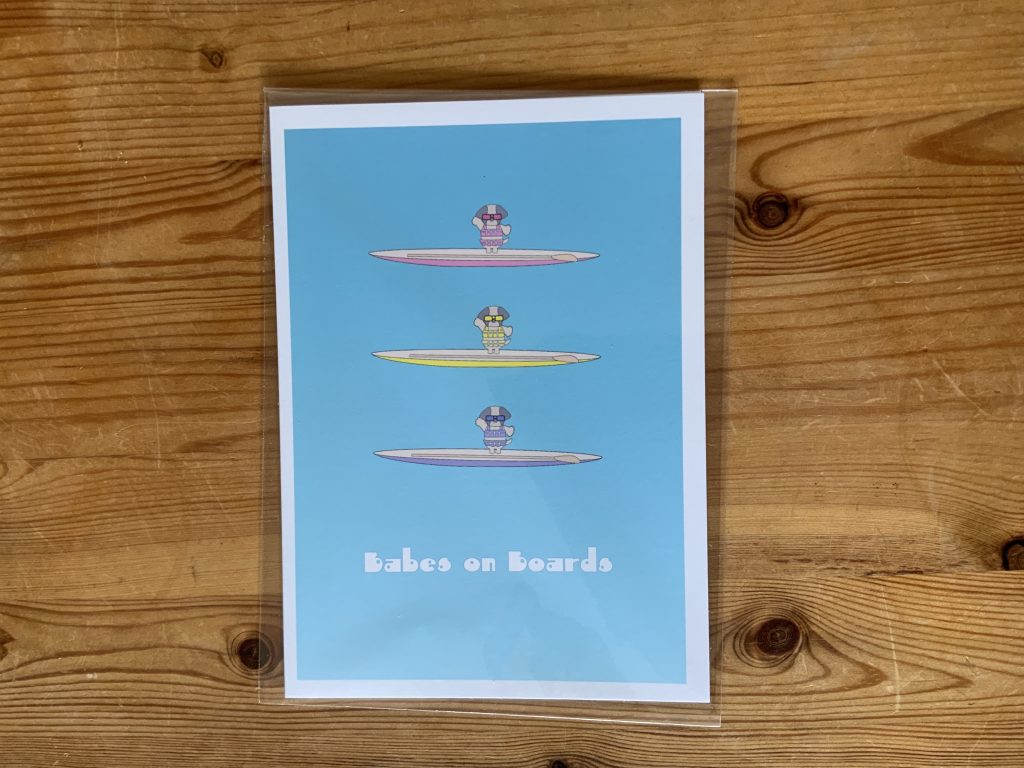 Shih-Tzu-Babes-on-Boards-Greeting-Card-by-Barefoot-Bodeez-Art