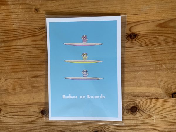 Shih-Tzu-Babes-on-Boards-Greeting-Card-by-Barefoot-Bodeez-Art
